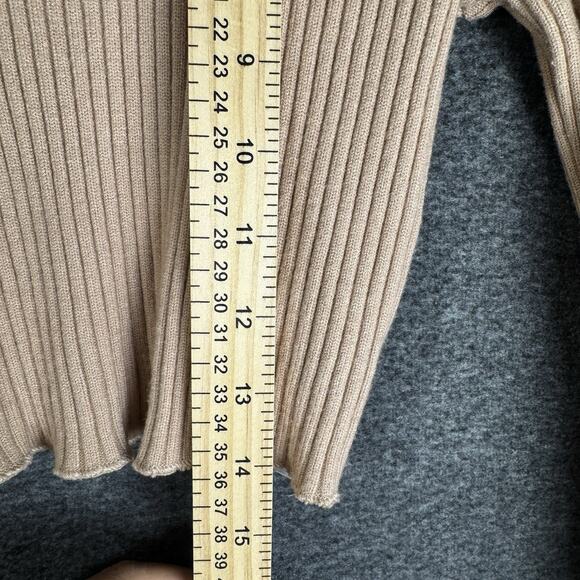 BERSHKA Cropped Rib Knit Turtleneck Pullover Sweater StretchWomen’s MEDIUM Beige - Picture 4 of 8